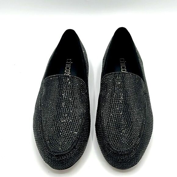 Chico's Suede Trim Rhinestone Loafers 7.5 Sparkle * - Picture 6 of 13